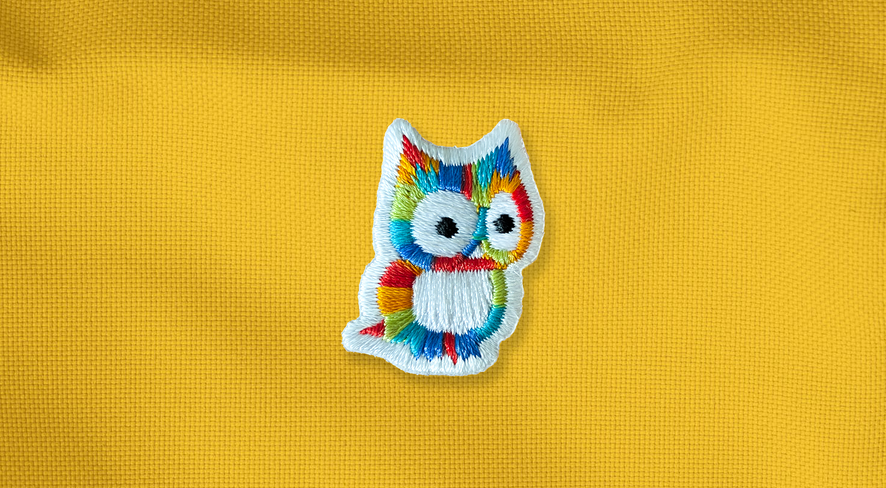 The colorful namuk owl that stands for upcycling.