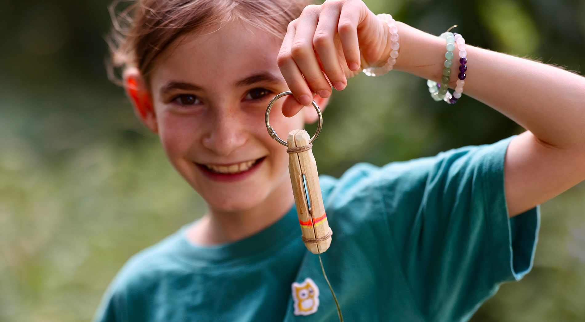 Child with a finished marmot whistle